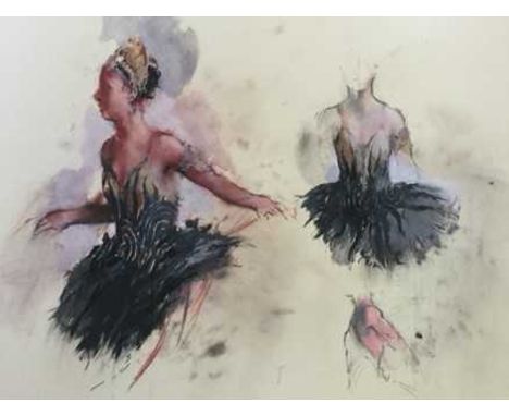 JOHN MCFARLANE (b. 1948) gouache and crayon on board - 'The Hungarian Princess, Swan Lake Act 3', 37 x 42cmsAuctioneer's Note