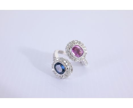 18K White Gold Colored Sapphire &amp; Diamond Ring Comes with SGL Appraisal Approx. Total Weight: 12.17 g Ring Size: 6.25 App