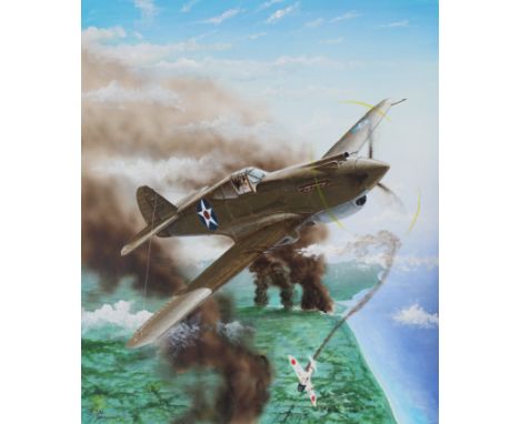 Steve Ferguson (American, B. 1946) "Curtiss P-40B Warhawk" Signed lower left. Original Mixed Media painting on Cold Press Ill
