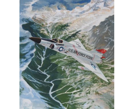 Steve Ferguson (American, B. 1946) "F-102A Delta Dagger" Signed lower left. Original Acrylic painting on Cold Press Illustrat
