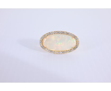 14K Gold Opal &amp; Diamond Ring Comes with GGA appraisal Approx. Total Weight: 4.5 g Ring Size: 7.5 Approx. Diamond Weight: 