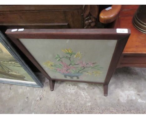 EMBROIDERED FIRE SCREEN, WIDTH APPROX 52CM