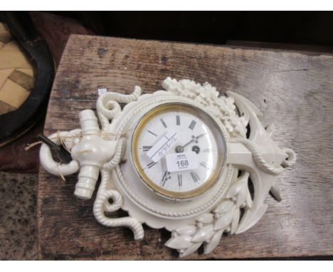 CAST WALL CLOCK, STYLED AS AN ANCHOR WITH OAK LEAVES, HEIGHT APPROX 36CM