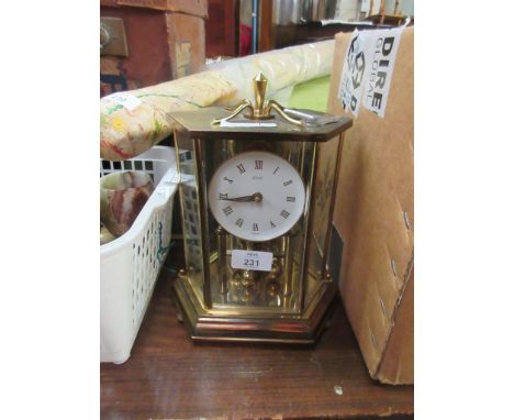 BRASS CASED ANNIVERSARY CLOCK, HEIGHT 25CM MAX