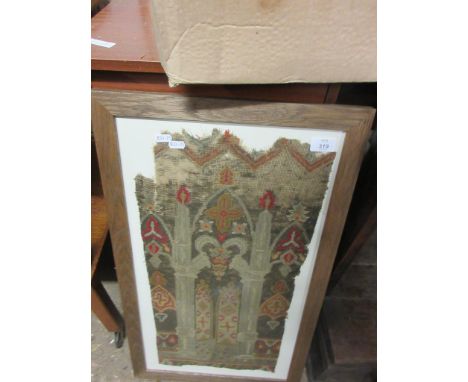 FRAMED PANEL OF EMBROIDERY, POSSIBLY OF ECCLESIASTICAL ORIGIN