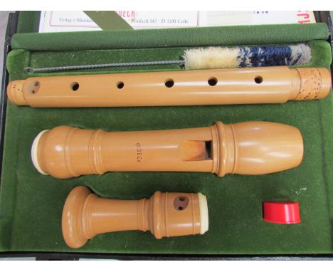 A Moeck treble recorder, hard cased 