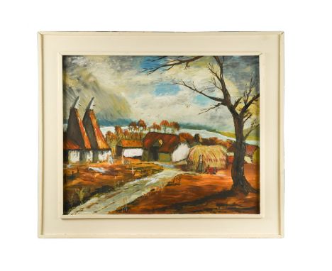 A Suffolk farm signed 'R Suddaby' (lower right) oil on canvas laid to board 57 x 71.5cmCondition report: Oil on a fine canvas