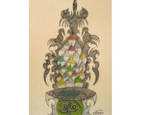 Head with headdress, SSW - A/8 signed 'Scottie' (lower right) pen, ink and watercolour 37 x 27cmFootnote: Provenance With The