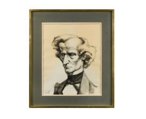 Portrait of Hector Berlioz signed and dated 'Michael Ayrton / 3.2.65' (lower left) pencil and black ink wash on paper 48 x 39