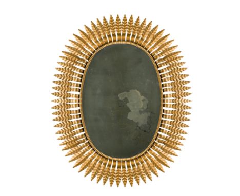 the oval plate framed with a repeating design, 73 x 60 cmCondition report: a patch of mottling to the mirror plate paintwork 