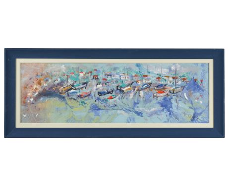 Sailing boats signed 'Gonlez' (lower left) oil on canvas 27.5 x 87cmFootnote: Exhibited London; The Gallery, Shepherd Market,