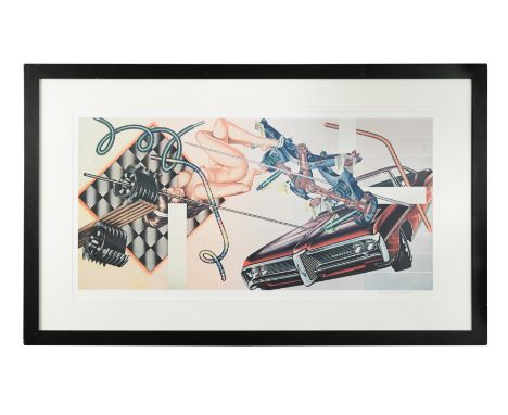 Select-O-Mat Rear Axle signed 'Peter Phillips' (lower right) Colour Offset lithograph, 1971 47.5 x 93cm
