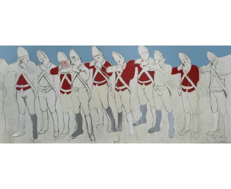 Redcoats (fold out) signed 'Rivers' (lower right); numbered 27/50 lithograph, serigraph and collage, 1970 48 x 113cm; 'Attuck