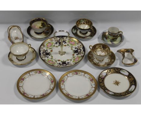 A COLLECTION OF NORITAKE CERAMICS, comprising a cake plate, five assorted cabinet cups and saucers, small basket, two side pl