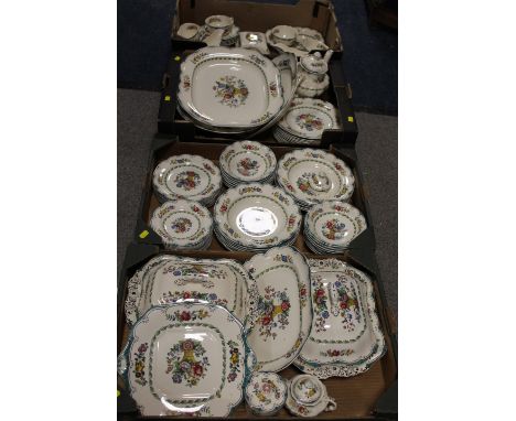 FOUR TRAYS OF SPODE AVONDALE PATTERN DINNERWARE ETC