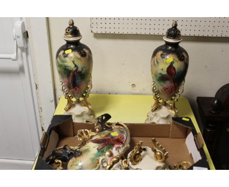 A VINTAGE THREE PIECE GARNITURE A/F 