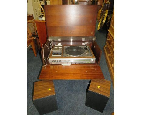 AN AIWA RECORD TURNTABLE - MODEL AF5050 IN CABINET WITH SPEAKERS