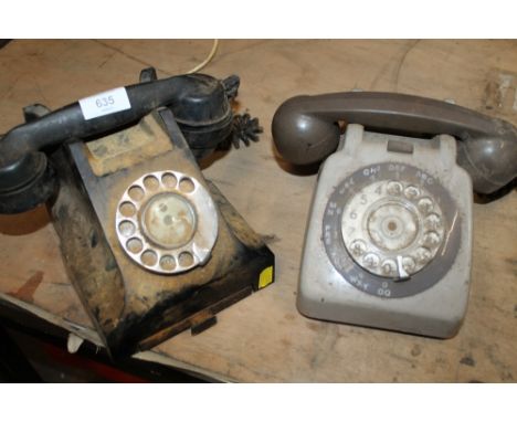 TWO VINTAGE TELEPHONES - ONE PLASTIC &amp; ONE BAKELITE