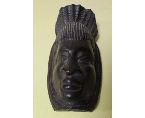 A VINTAGE CARVED TRIBAL WALL MASK 