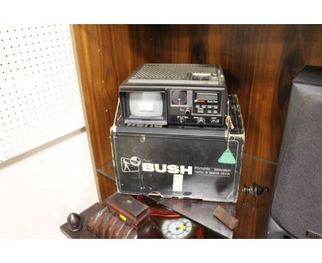 A VINTAGE BUSH PORTABLE TELEVISION RADIO &amp; ALARM CLOCK WITH ORIGINAL BOX