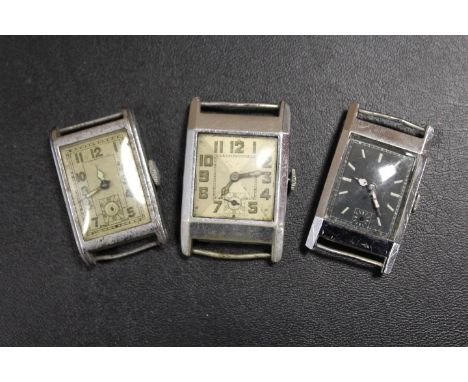 THREE VINTAGE ART DECO MENS WRIST WATCHES