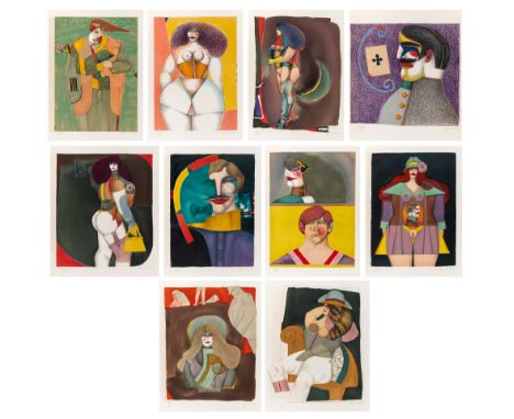 UNTITLED (EUGENE IONESCU)Complete set of 10 color lithographs, 1975, on Arches paper, signed and numbered 74/125 in pencil, a