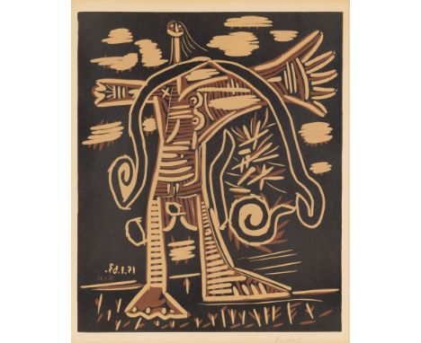 FEMME NUE DÉBOUT (BLOCH 1107; BAER 1338)Color linocut, 1963, on Arches paper, signed and numbered 32/50 in pencil, printed by