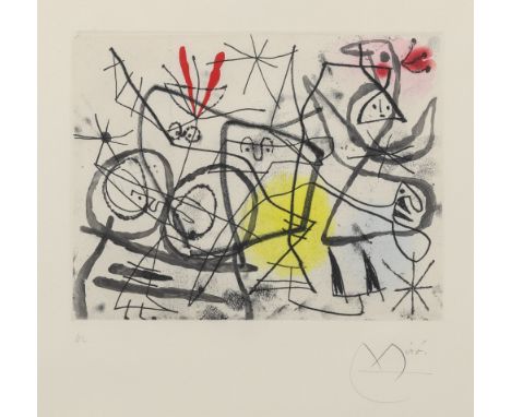 PREPARATIFS D’OISEAUX (DUPIN 365)Color etching and aquatint, 1963, on BFK Rives paper, signed and inscribed HC in pencil, an 