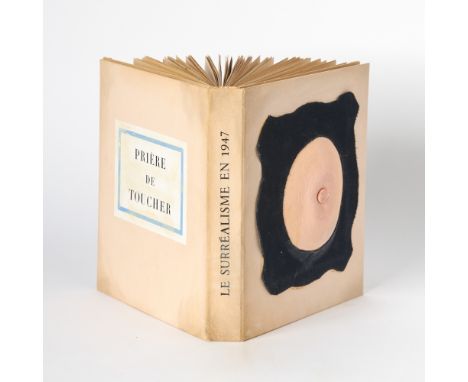 PRIÉRE DE TOUCHER--LE SURRÉALISME EN 1947 (SCHWARZ 523)Multiple of foam rubber breast, velvet, and printed label mounted to a