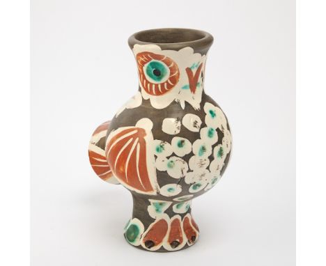 CHOUETTE (ALAIN RAMIÉ 543)Painted and partially glazed white ceramic vase, 1968, incised with number 174/500 and Edition Pica
