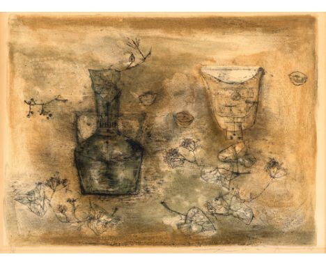 HORTENSIAS (AGERUP 82)Color lithograph, 1953, on BFK Rives paper, signed, dated and numbered 91/95 in pencil, printed E. and 