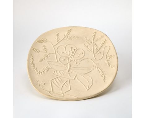 VASE AU BOUQUET (SEE ALAIN RAMIÉ 302)White ceramic plate, 1956, with the Madoura Plein Feu, Empreinte Originale de Picasso an