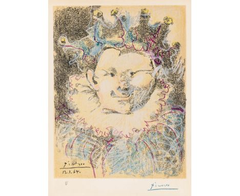 TÊTE DE BOUFFONColor lithograph, 1964, on cream Rives BFK paper, signed in blue crayon and numbered 177/200 in pencil, with f