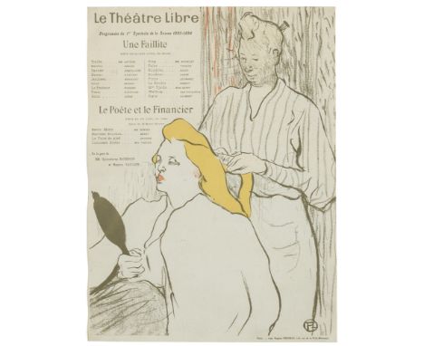LE COIFFEUR (PROGRAMME DU THEATRE LIBRE) (DELTEIL 14; ADHEMAR 40; WITTROCK 15; ADRIANI 40)Color lithograph, 1894, on wove pap