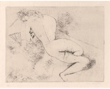 AKT MIT FÄCHER (KORNFELD 39)Etching and drypoint, 1924, on Japan paper, signed and numbered 4/100 in pencil, the first state 