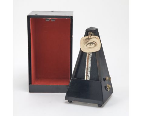 OBJET INDESTRUCTIBLEMetronome with black-and-white photograph, circa 1923-1965, signed and numbered 87/100 in pen on label af