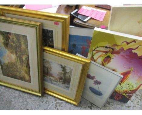 Mixed pictures to include signed prints, abstract print, signed Madge and others 
