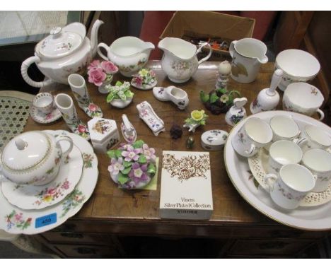 A selection of ceramic ornaments, glassware and household china to include a Wedgwood Mirabelle part coffee set, a Crown Derb