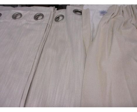 Two pairs of Laura Ashley cotton curtains with pleated headings to fit windows/doors 80" wide by 90" deep together with a pai