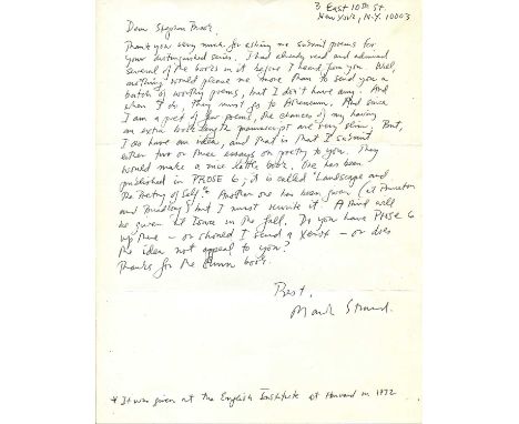 STRAND MARK: (1934-2014) Canadian-born American poet, United States Poet Laureate 1990-91. Small selection of three A.Ls.S., 