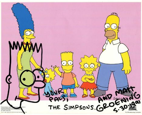 GROENING MATT: (1954- ) American Cartoonist. Creator of the television series The Simpsons (1989- ). A good signed colour 10 