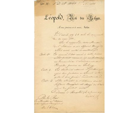 LEOPOLD I OF BELGIUM: (1790-1865) King of the Belgians 1831-65 following Belgian independence in 1830. Founder of the Royal H