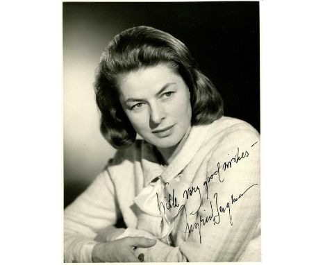 BERGMAN INGRID: (1915-1982) Swedish actress, Academy Award winner. An excellent vintage signed sepia 6 x 8 photograph of the 