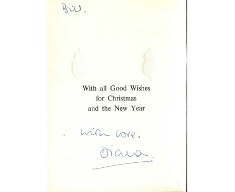 DIANA: (1961-1997) Princess of Wales, the first wife of King Charles III (when Prince of Wales). Signed and inscribed Christm