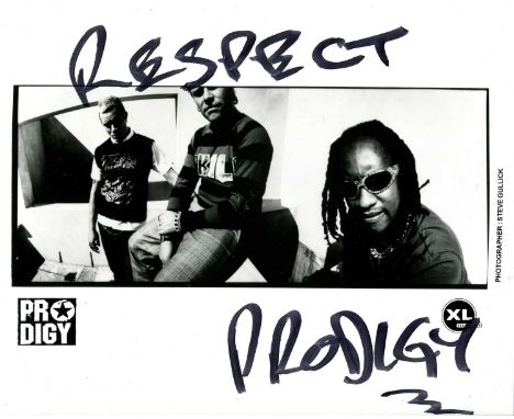 PRODIGY THE: Signed 4.5 x 4.5 photograph by all three members of the English electronic dance music band The Prodigy individu