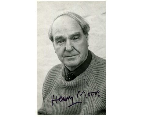 MOORE HENRY: (1898-1986) English sculptor and artist. Signed 3.5 x 5.5 photograph of Moore in a head and shoulders pose. Sign