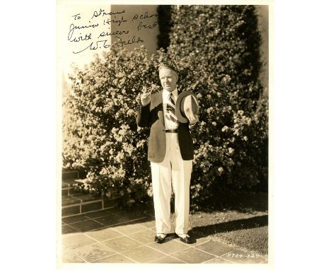 FIELDS W. C.: (1880-1946) American film comedian. A good vintage signed and inscribed sepia 8 x 10 photograph of Fields stand
