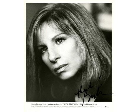 STREISAND BARBRA: (1942- ) American singer and actress, Academy Award winner. Signed 8 x 10 photograph of Streisand in a clos