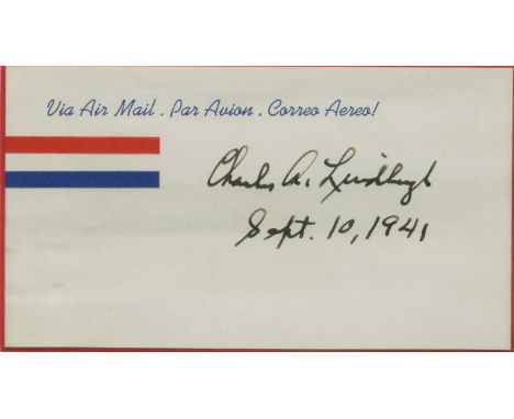 LINDBERGH CHARLES: (1902-1974) American aviator who made the first solo non-stop flight across the Atlantic from Paris to New