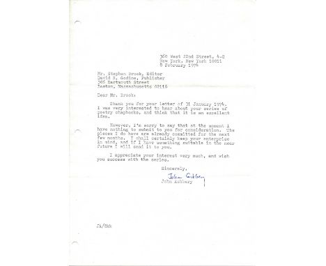 ASHBERY JOHN: (1927-2017) American poet and art critic, awarded the Pulitzer Prise for Poetry in 1976. Small series of four T